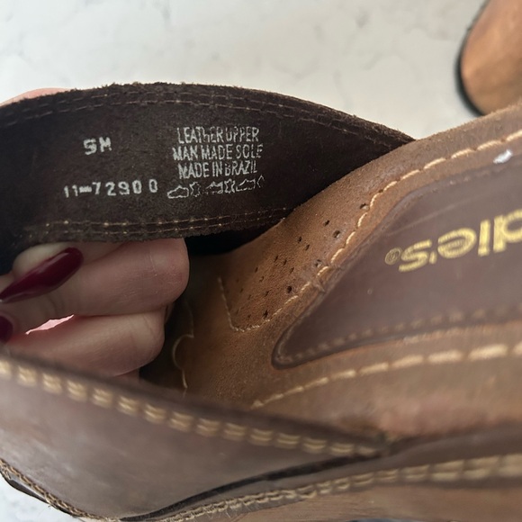 Vintage Y2K Candie’s Leather Platform Chunky Wooden Heel Sandals - Picture 9 of 13